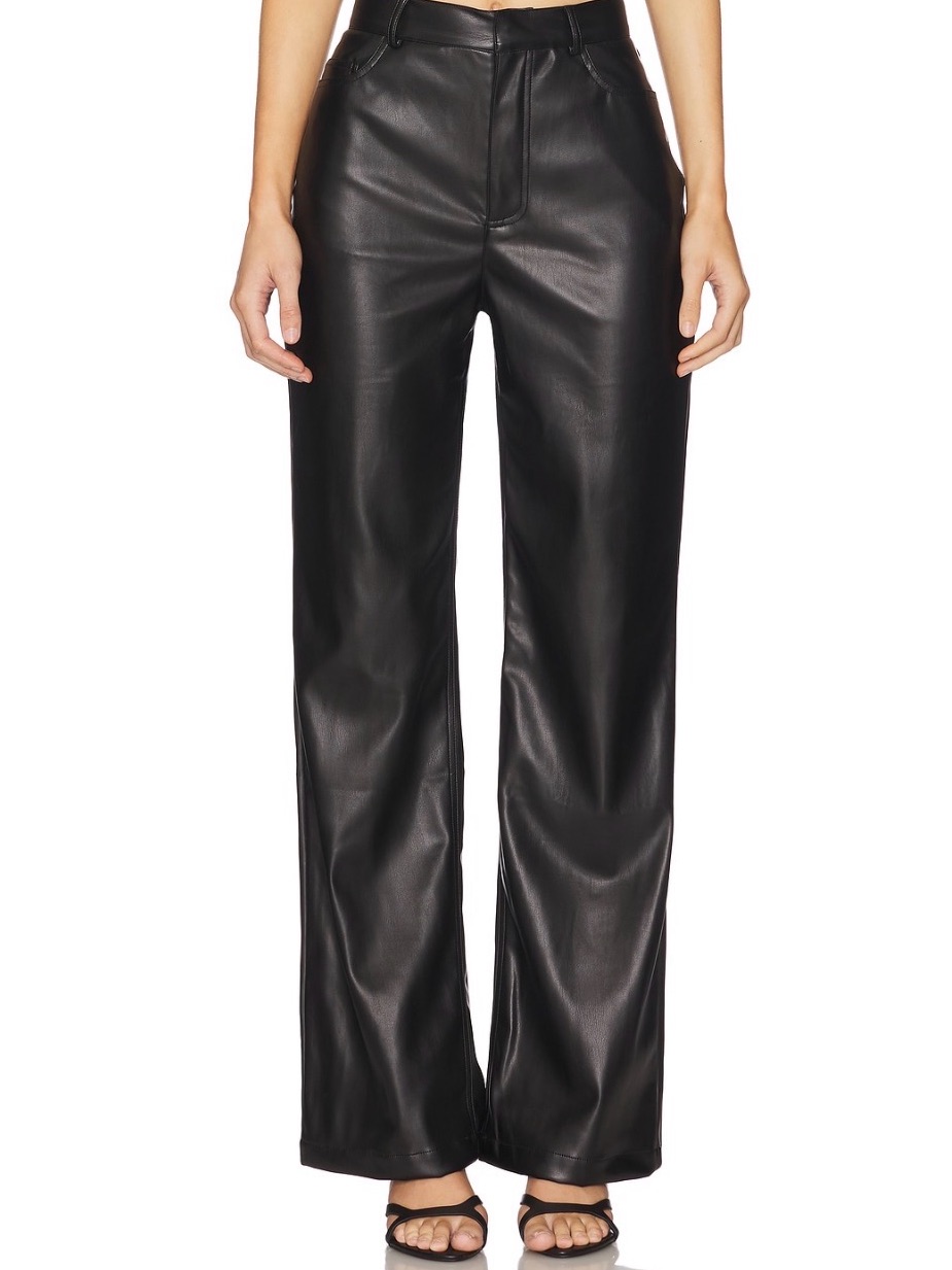 Lulu's Black Faux Leather Wide-Leg Pants